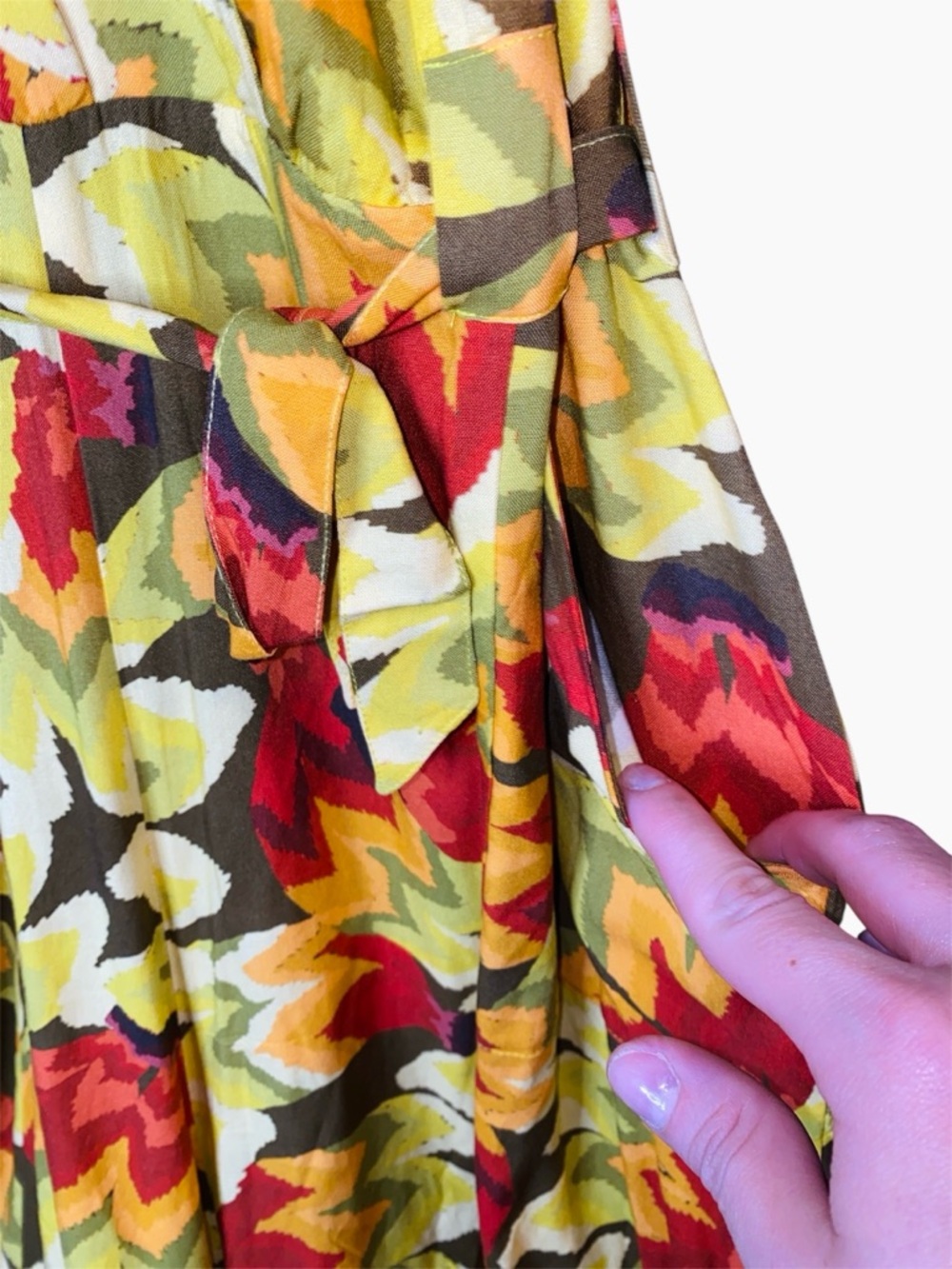NWT FARM Rio Yellow/Red Multicolor Halter Leaf Boho Jumpsuit, Size XL - Picture 8 of 10
